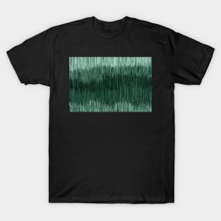 Night rain, glitchy cascade abstraction, mint dark background T-Shirt